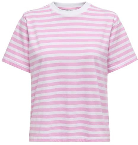 ONLY Damen ONLLIVINA S/S Stripe Tee JRS 15272227 ,Bonbon/Stripes:white Stripes ,S