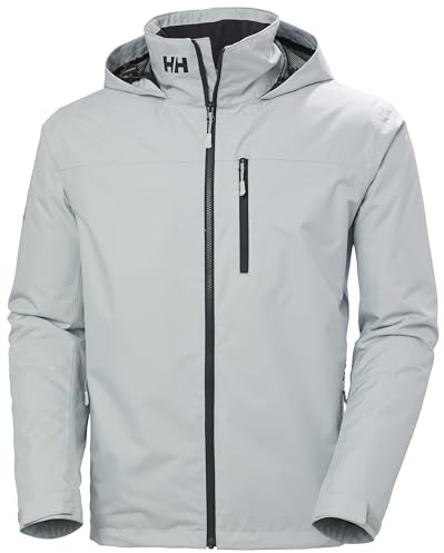 Helly-Hansen Crew Hooded Midlayer 2.0 Waterproof Jackets for Men with Insulated Windproof Sailing Fabric and Packable Hood, 853 Grey Fog - L