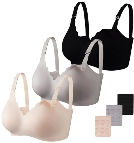Dresime Sujetadores de Lactancia 3 Piezas Sujetador de Maternidad Sin Costuras con Extensiones de Lactancia para Mujer