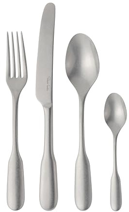 English Fiddle Vintage, 24 Piece Cutlery Set for 6 People. Made from Stainless Steel. Dishwasher Safe.