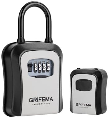 GRIFEMA GA1003-2 Caja de Seguridad para Llaves, Caja de Cerradura, Armarios de Llaves con Gancho, para Casa, Oficina, Gris