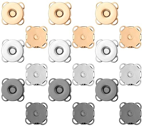 Magnet Knöpfe 18 Stück Magnetische Druckknöpfe zum Annähen 15mm Magnetverschluss Tasche Schnappverschlüsse Pflaume Magnetknöpfe Verschlüsse für Handtaschen,Geldbörsen,Kleidung, Taschen zum Selbernähen
