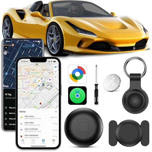 GPS Coche Localizador,Localizador GPS para Coche sin Suscripción,Localizadores Bluetooth Compatible con iOS y Android,Funda Protectora con Llavero y Silicona Magnética Tracker para Auto,Moto,Bicicleta