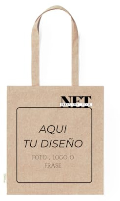 NET Nueva Era Textil Tote Bag Personalizada en 2 Caras – Bolsa de Tela Personalizada 100% Algodón – Diseño con Foto o Texto en Ambos Lados Color Hueso