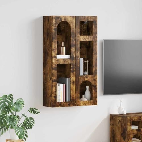 Nqyjm Mobile sospeso in rovere affumicato, 59 x 20 x 100 cm, vetrina sospesa, elegante vetrina in legno, per camera da letto, soggiorno e studio