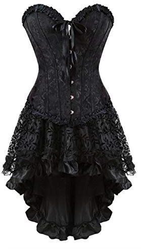 Jutrisujo korsett kleid elegant damen corset dress Schwarz S