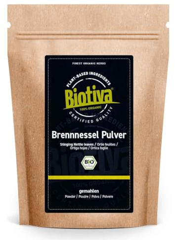 Foglie ortica in polvere bio 100g | confezionato e controllato in Germania | Biotiva
