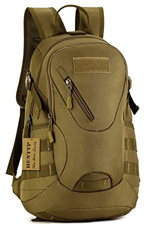 Huntvp MOLLE - Mochila militar con equipo táctico de asalto para estudiantes, mochila escolar de 20 litros para caza, camping, senderismo, viajes, Marrón Coyote