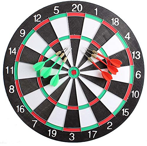 BAKAJI Dart Game Gioco Tirassegno Tiro al Bersaglio Bifacciale con 6 Freccette in Metallo Installazione alla Parete Doppia Modalità di Gioco Diametro 40 cm Gioco di Abilità