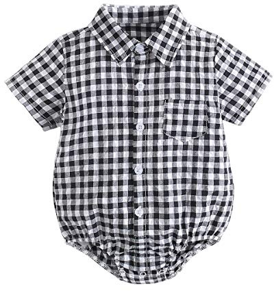 Sanlutoz Recién Nacido Bebé Traje Verano Manga Corta Algodón Bebé Ropa ModaTartán (BRS2006-BK, 0-6 meses)