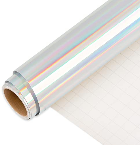IModeur Regenbogen Silber Vinylfolie Plotter, 30,5 x 152,5 cm Plotterfolie Vinyl Silber, Permanente Vinyl Für Cricut, Silhouette Cameo, die meisten Schneidemaschine