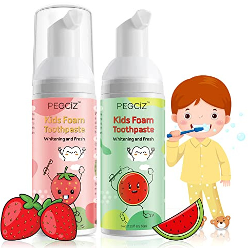 Foam Toothpaste Kids, Kids Mouthwash with Fruit Flavor - Toddler Toothpaste Age for Children, 360ºCare Natural Anti-Cavity Formulas with Fluoride for Electric & U-Shape Toothbrushes