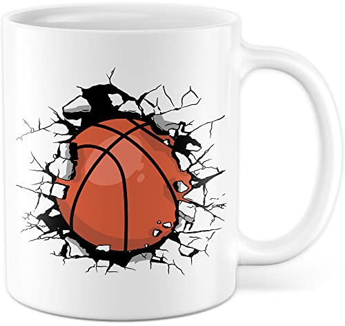 Tasse de Basket-Ball - Cadeau Idée pour Fan de Sport - Motif Joueur - Tasse à Thé (Blanc)
