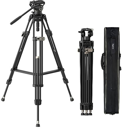 SMALLRIG 75 Heavy-Duty Videostativ, Stativ aus Aluminiumlegierung mit Fluidkopf, einstufige Höhenverstellung, Dual-Mode QR-Platte, 8kg / 17.6 lbs Load, professionelles Stativ, AD-80 FreeBlazer - 4163