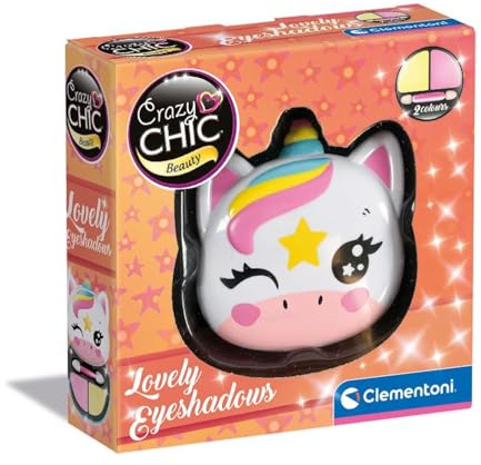 Clementoni Trousse Trucchi Bambina Crazy Chic - Lovely Eyeshadow: Unicorno, Set Ombretti Sicuri e Anallergici, Bambine 6 Anni, Facilmente Lavabile con Acqua, 18805