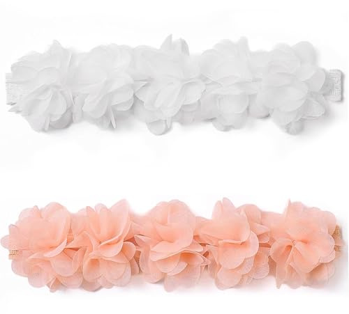 Baby-Stirnband, Baby-Stirnbänder für Mädchen, Neugeborenen-Stirnbänder für Mädchen, Haarbänder für Baby-Mädchen, Blumen-Stirnbänder, Kleinkinder-Stirnbänder für Neugeborene (#3+#4)