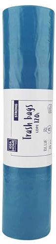 IDEA HOME Bolsas de Basura de Plástico 120L - Resistentes Sacos de Basura para Reciclar 25 Unidades, Azul