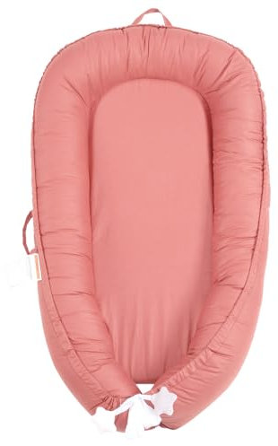 Fugualin Tumbona infantil, funda de nido de bebé para bebés niñas y niños, artículos esenciales para recién nacidos de 0 a 12 meses, 100 % algodón transpirable, cama para bebé en la cama (rosa)