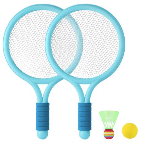 Qkbuza Kinder-Badmintonschläger, rutschfester Griff, Outdoor-Schläger, Sportspielzeug mit Federbällen | Ballspiel für zwei Spieler für Kinder mit Tennisball