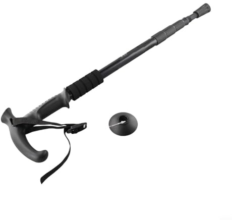 Bâton de randonnée télescopique pliable parfait pour le camping, design léger avec longueur réglable et base antidérapante (noir)