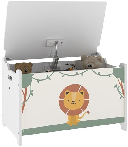AIYAPLAY Toy Box with Lid, Toy Chest with Safety Hinges for Kids Boys Girls, Kids Storage Box for Living Room, Playroom, Nursery, Bedroom, Green