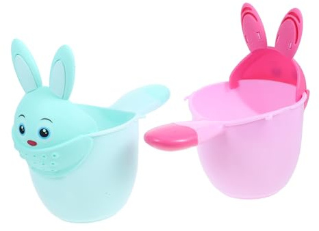 MUCKLILY 2 Stück Haarwaschbecher aus Sicherem PP mit Innovativem Ausguss zum Sanften Ausspülen von Shampoo und Wasser für Junge Mädchen Verschiedener Altersstufen Geeignet als Bade rinser