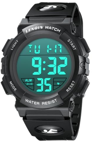 Mens Digital Sport Watches Waterproof Backlight Stopwatch Wrist Watch | Large Clear Display, Multi-Functional Sports Mode, Backlight, Stopwatch, Alarm, 12/24H