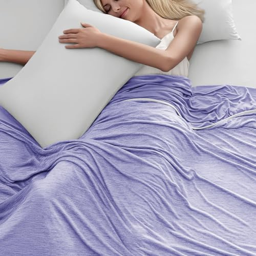 Yewkoisl Cooling Blanket, 60x80 Cooling Blankets for Hot Sleepers Double Side Enhanced Cooling Ultra-Lightweight Absorbs Body Heat, Breathable Soft Thin Summer Blanket for Bed, Couch - Purple