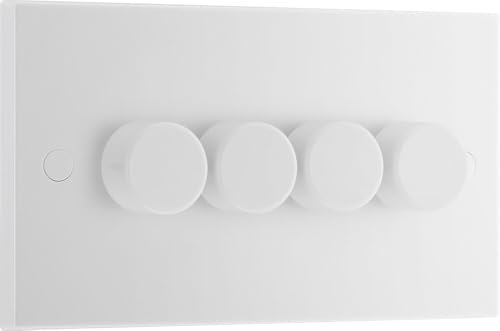 BG Electrical Intelligent Quadruple Wall Dimmer Switch, 2 Way, Square Edge, Nexus 900 Series, White Moulded 200W, 984
