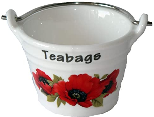 Poppy teabag tidy bucket shaped teabag tidy in choice of 2 sizes (SMALL)