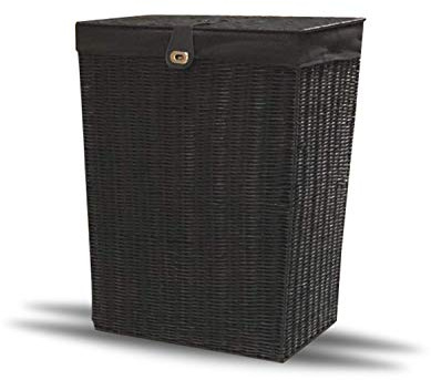 Arpan Resin Laundry Clothes Basket with Lid, Lock and Lining Storage Basket with Removable Lining (Black - Large)
