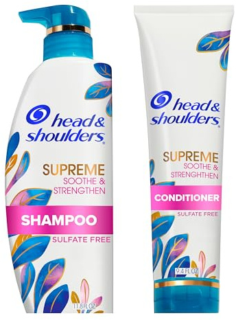 Head & Shoulders Supreme Anti-Dandruff Shampoo and Conditioner Set, 1% Pyrithione Zinc, Sulfate-Free, Argan Oil and Rose Essence, for Dry Scalp and Dandruff, 21.2 fl oz