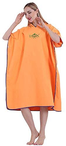 Maalr Swim Towels Changing Robe Towel Poncho with Hood, Quick Dry Towel, Changing Bath Robes, Microfiber Beach Towel for Surfing Swimming Wetsuit Changing, Compact &Super Lightweight (orange)