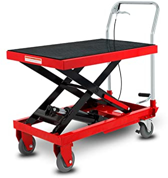EBERTH Hubwagen Hubtisch Scherenhubwagen Scherenhubtisch Hydraulisch Traglast 150kg (Stahl, Robuste & Geräuscharme Räder, Tisch 708x450mm, Hubhöhe 225-700mm, Bremse, Hubpedal, Senkgriff, Anti Rutsch)