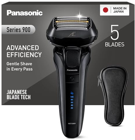 Panasonic ES-LV6U Wet & Dry 5-Blade Electric Shaver for Men - Precise Clean Shaving, Black - UK 2 pin plug