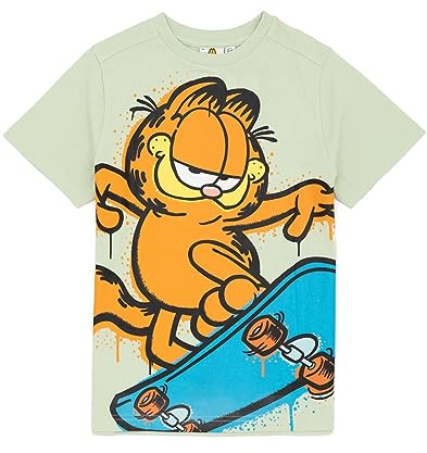 Garfield Kids T-Shirt Jungen Mädchen Charakter Skateboard Green Top