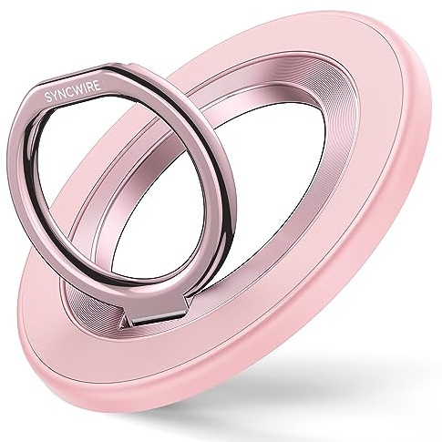 SYNCWIRE Magnetic Phone Ring Holder for MagSafe, 360° Rotation Cell Phone Grip Stand Finger Ring Kickstand Two-Sided Magnet Compatible with iPhone 17 Pro Max 16 15 14 13 12 MagSafe Accessories