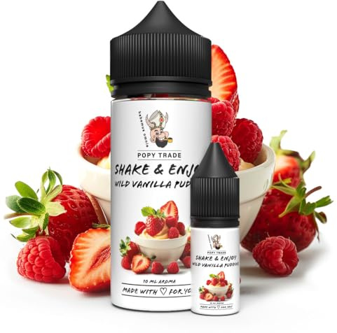 POPY TRADE - Shake & Enjoy - Wild Vanilla Pudding - Overdosed Aroma 10ml in 120ml Chubby Gorilla Flasche, einfaches mischen. Für Vernebler, Nebelmaschinen, Diffusor, Lebensmittel, Getränke uvm.