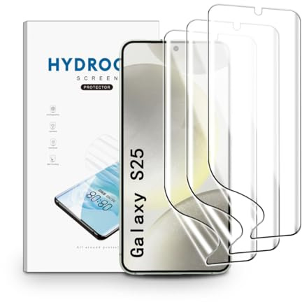nvskvd Film hydrogel pour Samsung Galaxy S25, 3 Pièces TPU Film Protection Écran HD Clair Doux Transparent Film de Protection d'écran