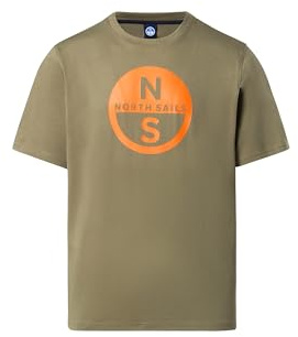 NORTH SAILS T-Shirt Uomo Manica Corta con Maxi Logo in Cotone Organico (IT, Testo, XXL, Regular, Regular, Deep Green)