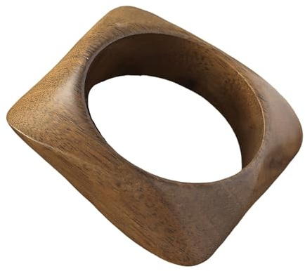 KIFEDSLJ Natural Wooden Bangles Handmade Ethnic Wood Wide Chunky Bracelet for Women Jewelry-Geometric B