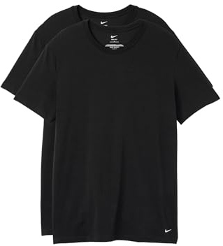 Nike Men's All Day Cotton Stretch Short Sleeve Crewneck Undershirts (2-Pack), Black, XL
