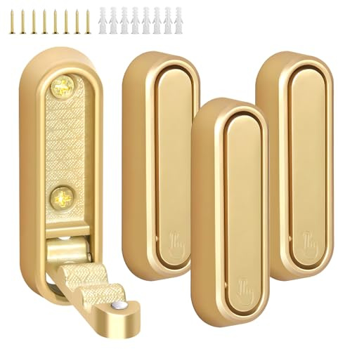 Grnheat Folding Wall Hooks,4Pcs Gold Heavy Duty Wall Hook Folding Coat Hooks for Hanging Coats Bathrobes Green Plants Bags Keys Towel Gold Hook for a Functional Home(4,Gloden)