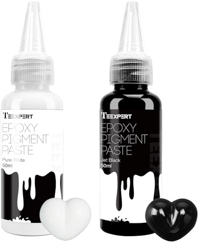 Teexpert Epoxy Resin Pigment Paste, 100ml Highly Concentrated & Easy to Mix Black and White Opaque Liquid Epoxy Dye Set for Resin Coloring, Resin Art Painting and DIY Projects