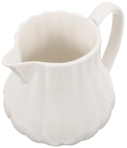 HIAKDOFT Jarra Lechera Cerámica Blanca Pequeña y Ligera Diseño Ergonómico con Vertedor para Café Leche y Resistente y Duradera para Uso Diario