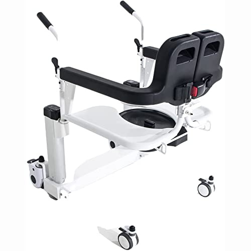 Electric Patient Transfer Lift Wheelchair, Multifunctional Commode Toilet Bath Chair with Wheels for Disabled Elderly Moving Wheelchair, 180°Opening and Closing, Max Load 150kg