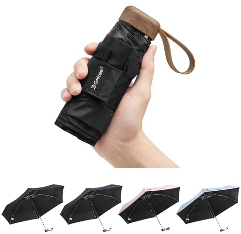 G4Free Mini Travel Folding Umbrella for Purse, Compact UPF 50+ UV Protection Sun & Rain Small Umbrella, Lightweight Portable Parasol Fits in Pocket, Wallet for Women Men(Carbon black)