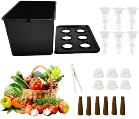Caja de plántulas hidropónicas de polipropileno, bandeja de inicio de semillas de interior de 195 g, kit de cultivo hidropónico con tapa, tazas y esponjas, sistema sin tierra para verduras, frutas