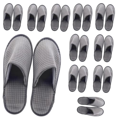 TOATELU 10 pares de pantuflas de hotel: pantuflas para invitados, zapatillas de casa de invitados, zapatillas de estar por casa para invitados, gruesas y antideslizantes, para huéspedes del hotel