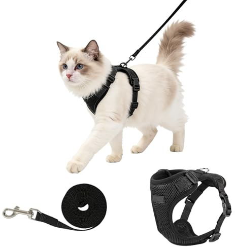 Cat Harness and Lead Set, Adjustable Reflective Cat Harness with Vest, Secure Walking Harness for Kittens and Cats, Ideal for Outdoor Adventures and Daily Walks
